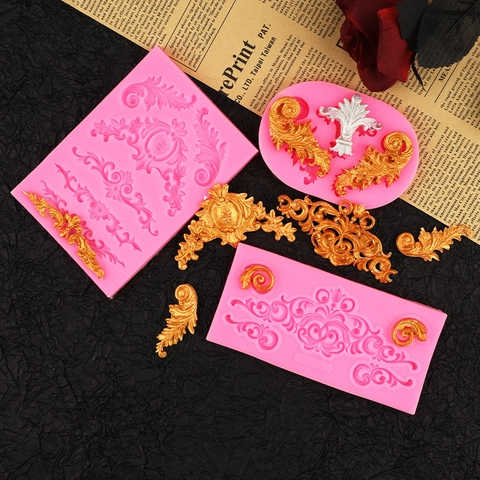 European Baroque Relief Silicone Mold Scroll Flower Pattern For Fondant Cake Decorating Chocolate Clay DIY Crafts