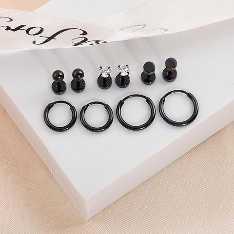 Stainless Steel Geometric Hoop Earrings Rhinestone Opal Saturn Stud Earrings Minimalist Fashion Jewelry For Women Men
