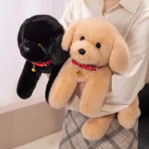 Realistisches Welpen Plüschtier Labrador Golden Retriever Weich Beschwert Hund Mit Rotem Halsband Glocke Geschenk