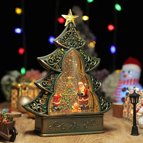 Weihnachtsbaum Wasser Schneekugel Spieluhr LED Beleuchtet Automatischer Schnee Musikalisches Ornament Festliche Feiertagsdekoration