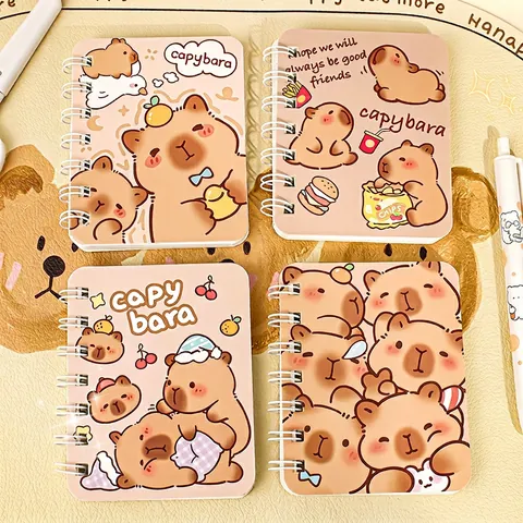 Mini Spiral Notebook Portable Pocket Journal Diary Paper Coil Book Cute Cartoon Floral Cover Student Office Stationery