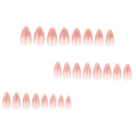 Press On Nails Nude Rosa Ombre Glänzend Jelly Mandelform Künstliche Falsche Nägel Vollständige Abdeckung Maniküre