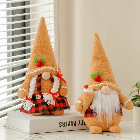 Weihnachtsgnom Plüsch Lebkuchenmann Gesichtslose Puppe Rot Schwarz Kariert Feiertagsdeko