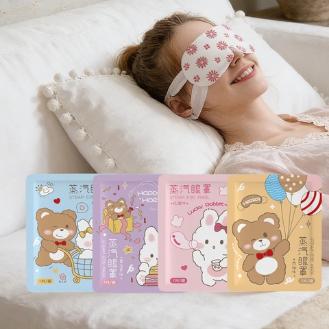 Steam Eye Mask Self Heating Non-Woven Fabric Relaxing Warm Compress Sleeping Travel Cartoon Rabbit Bear Multiple Scents