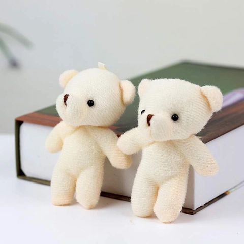 Mini Plush Teddy Bear Doll Soft Short Plush Cream Beige Bag Pendant Keychain Charm Bouquet Decoration Cute Small Toy Gift