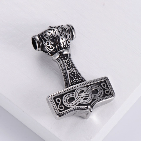 Collana Con Pendente Martello Di Thor Vichingo Acciaio Inossidabile 304 Mjölnir Nordico Nodo Celtico Gioielli Vintage Da Uomo