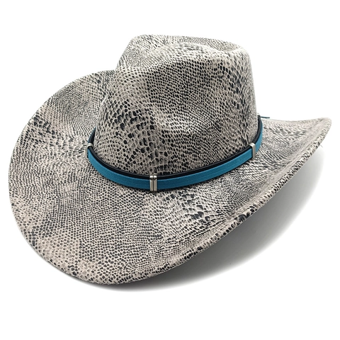 Cappello Da Cowboy Occidentale Scamosciato Motivo Serpente Retrò Jazz Tesa Larga Fibbia Metallo Unisex Esterno Autunno Inverno