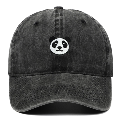Cartoon Panda Stickerei Gewaschene Baumwolle Baseballkappe Retro Verstellbarer Sonnenhut Unisex
