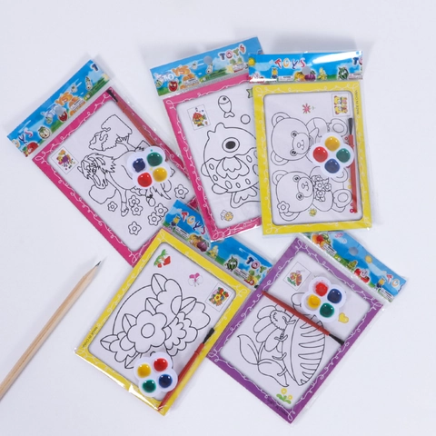 Kids DIY Watercolor Painting Kit Drawing Coloring Board With Paint And Brush Educational Graffiti Toy Cartoon Pattern