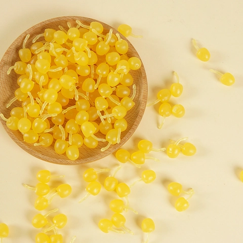 Miniature Simulation Yellow Cherry Artificial Fruit DIY Craft Accessories Translucent PVC Plastic Dollhouse Decor Toy