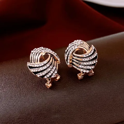 Orecchini A Lobo Vintage A Spirale Con Strass E Smalto Per Donna Lega Retro Placcato Oro Perno In Argento