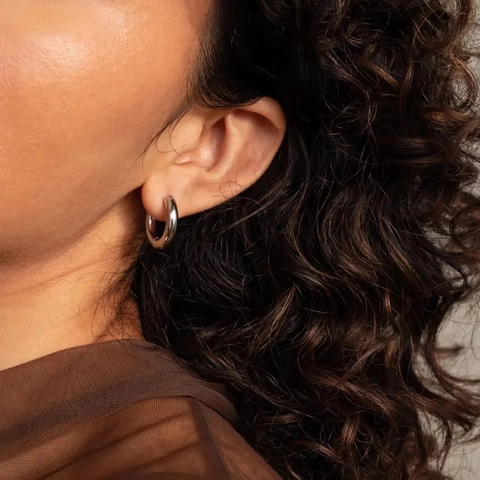 Stainless Steel Hoop Earrings For Women Gold Silver Plated Minimalist Geometric Circle Earrings Polished Jewelry Gift
