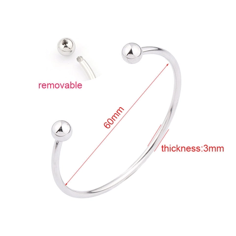 Brazalete De Puño Minimalista De Acero Inoxidable 304 Con Cuentas Redondas Removibles Bañado En Oro De 18K Joyas Mujer