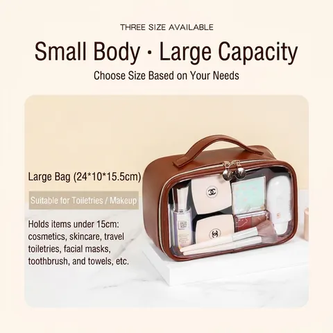 Transparente Kosmetiktasche Wasserdicht PU PVC Kulturbeutel Reise Große Kapazität Make-Up Tasche Mit Griff