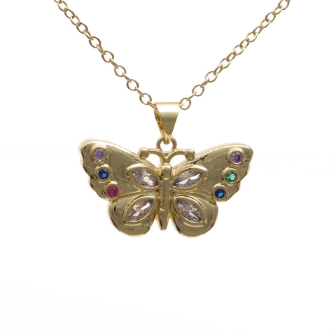 Collana Con Ciondolo A Farfalla Rame Zircone Design Traforato Gioielli Minimalisti Per Donna