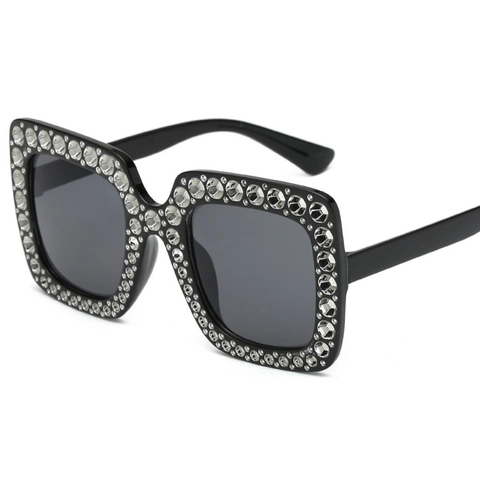 Oversized Square Sunglasses Rhinestone Embellished Fashion Luxury Streetwear Shades For Women