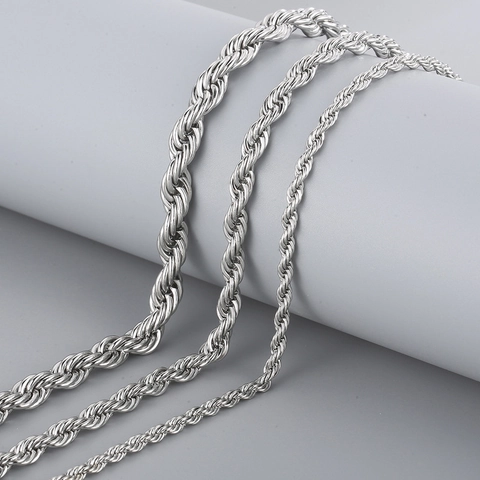 Collier Chaîne Torsadée Hip Hop Minimaliste En Acier Inoxydable Bijoux Unisexes Fermoir Mousqueton