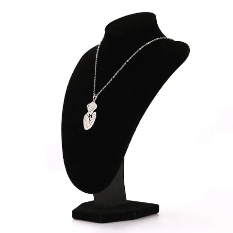 Collana con Ciondolo Silhouette Madre e Bambino in Acciaio Inossidabile Design Abbraccio Mamma e Figlio Gioielli Donna Regalo Festa della Mamma