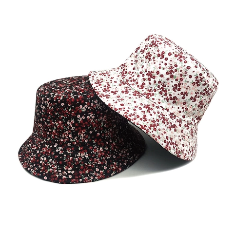 Chapeau Bob Imprimé Fleuri Polyester Protection Solaire Extérieur Rétro Réversible Décontracté Femmes