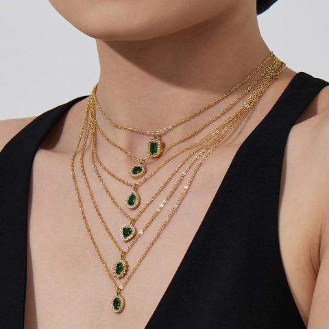 Stainless Steel Jewelry Set For Women Gold Plated Teardrop Heart Sunflower Zirconia Pendant Necklace Earrings Fashion Jewelry