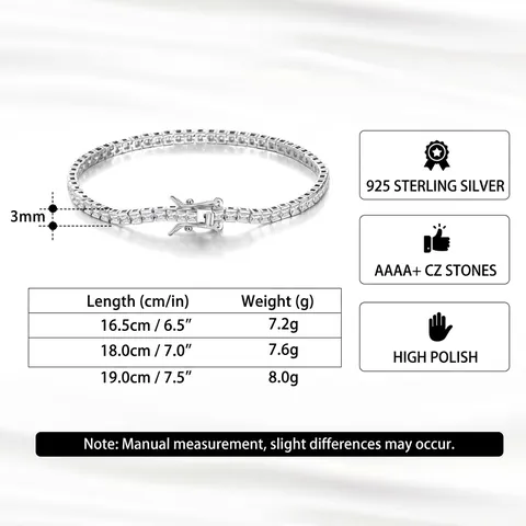 925 Sterling Zilveren Tennis Armband Voor Vrouwen Luxe Vierkante Zirconia Hiphop Ketting Witgoud Vergulde Sieraden Cadeau