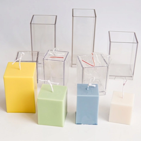 Square Cube Candle Mold DIY Acrylic Plastic Transparent Pillar Candle Making Supplies Homemade Craft Tool