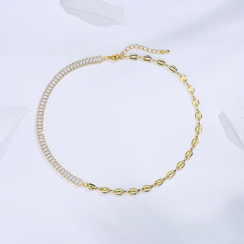 Halskette Aus Kupfer Und Zirkonia Mit Gliederkette Und Tennis Design Luxusschmuck Für Damen