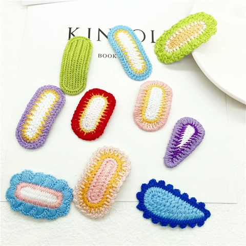 Pinzas Para El Cabello Tejidas A Mano Ganchillo Barrettes Lana Colores Ovalados Accesorios Cabello DIY Para Niños Niñas
