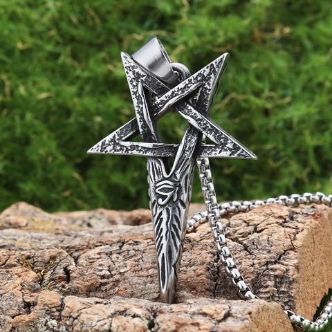 Pentagram Oog Van Horus Hanger Ketting Roestvrij Staal Retro Gothic Punk Hip Hop Stijl Sieraden Accessoire Voor Heren