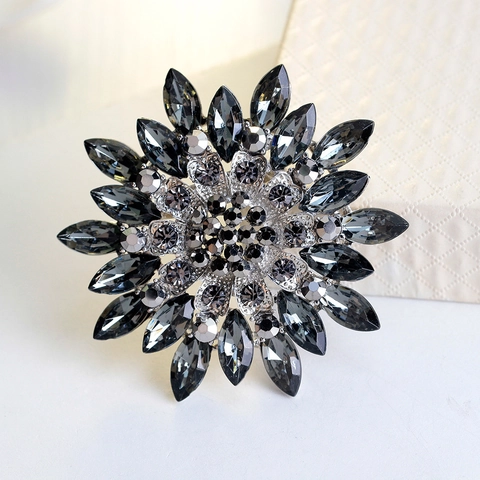 Elegante Spilla Floreale Girasole Lega Strass Acrilico Pin Per Le Donne Moda Vestito Gioielli Accessori Corsage