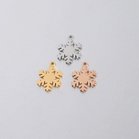 Colgantes De Copo De Nieve De Acero Inoxidable 304 Pulido Espejo Abalorios Para Creación De Joyas DIY Accesorios De Collar De Navidad