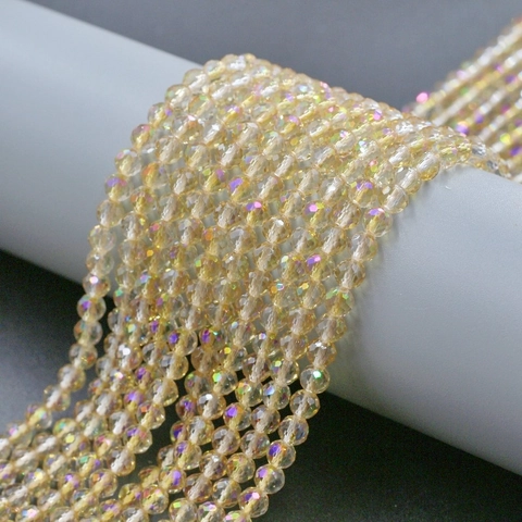 Perle Rotonde Sfaccettate In Vetro Cristallo Rivestimento AB Perline Distanziatrici Sciolte Per Creazione Gioielli Fai Da Te