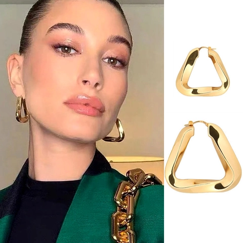 Pendientes De Aro Triangulares Retorcidos Irregulares Latón Bañado En Oro Joyería Geométrica Minimalista Para Mujeres