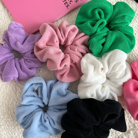 Padded Headband And Scrunchie Terry Cloth Soft Sponge Hair Band For Face Washing Makeup Spa Solid Candy Color Women