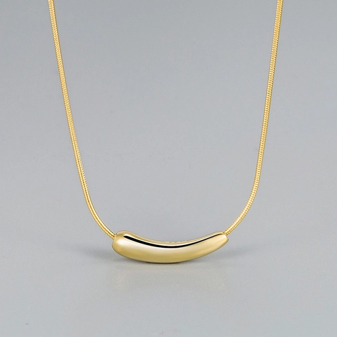 925 Sterling Zilveren Ketting Gebogen Buis Erwt Hanger Minimalistische Slangenketting Sierlijke Choker