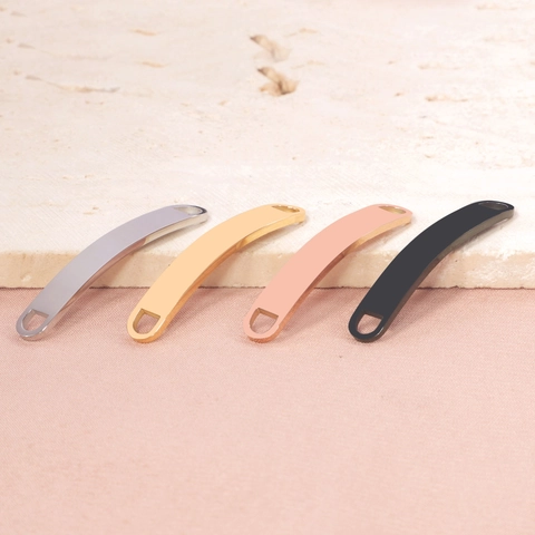 Gebogen Rechthoekige Dubbele Gat Bar Hanger Connector Spiegel Gepolijst Roestvrij Staal Diy Sieraden Voor Armband