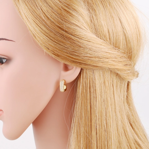 C-Vorm Halve Hoop Oorbellen Geometrisch Koper 18K Verguld Zirkoon Voor Dames Elegante Mode