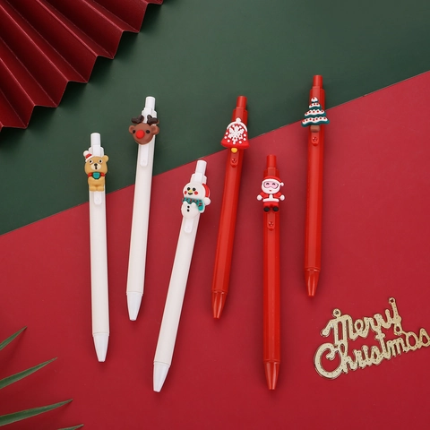 Weihnachts Gelstift Druckkugelschreiber 3D Silikon Cartoon Weihnachtsmann Rentier Studenten Schreibwaren Geschenk Plastik