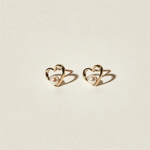 Herz Ohrstecker Mit 925 Sterling Silber Ohrringpfosten Künstliche Perle Eleganter Koreanischer Stil Minimalistischer Schmuck Damen