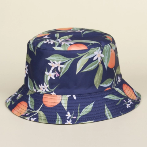Fruit Print Bucket Hat Cotton Polyester Double-Sided Sun Protection Outdoor Leisure Travel Beach Fishermans Cap Unisex