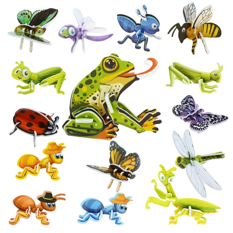 3D Foam Puzzle DIY Assembly Toy Cartoon Insect Dinosaur Animal Aircraft Educational Model For Kids