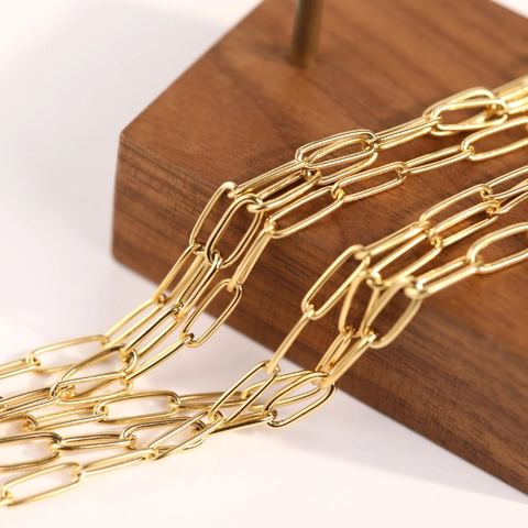 Collar De Cadena De Clip Acero Inoxidable Chapado En Oro De 18K Al Vacío Minimalista Cadena Básica Para Capas Unisex