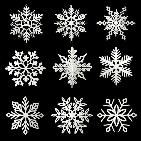 Witte Kerst Sneeuwvlok Ornamenten Plastic Hangende Decoraties Voor Winterwonderland Feest Decoratie