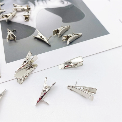 Mini Pinzas De Cocodrilo Metálicas Color Plata Pinzas De Hierro Con Resorte Para Decoración Navideña Manualidades Accesorios
