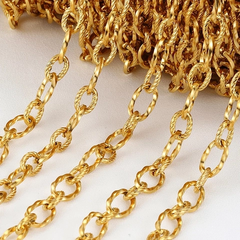 DIY Jewelry Making Bulk Chains Stainless Steel 18K Gold Plated Necklace Bracelet Link Star Paperclip Figaro Accessories