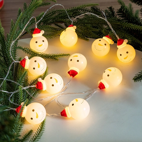 Christmas LED String Lights Santa Claus Snowman Fairy Lights Warm White For Holiday Xmas Tree Home Party Decoration Plastic