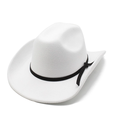 Western Cowboy Hat Woolen Felt Wide Brim Sun Shading Outdoor Travel Ethnic Style Fashion Jazz Fedora For Adult