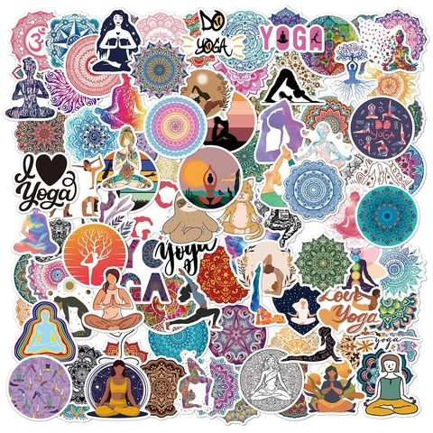 Mandala Yoga Wasserdichte Aufkleber Vinyl Decals Für Laptop Wasserflasche Gepäck Gitarre Ästhetische Retro Dekorative
