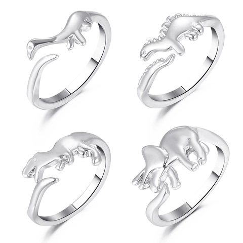 Grappige Dinosaurus Ring Verstelbaar Koper Geometrische Dieren Sieraden Voor Dames Heren Mode Cadeau