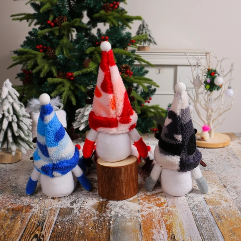 Christmas Gnome Reindeer Antlers Long Legs Faceless Doll Plush Knitted Desktop Decoration Holiday Home Ornament